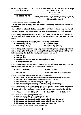 Đề thi học sinh năng khiếu cấp huyện môn Vật lý Lớp 8 - Năm học 2016-2017 - Phòng GD & ĐT Thanh Sơn (Có đáp án)